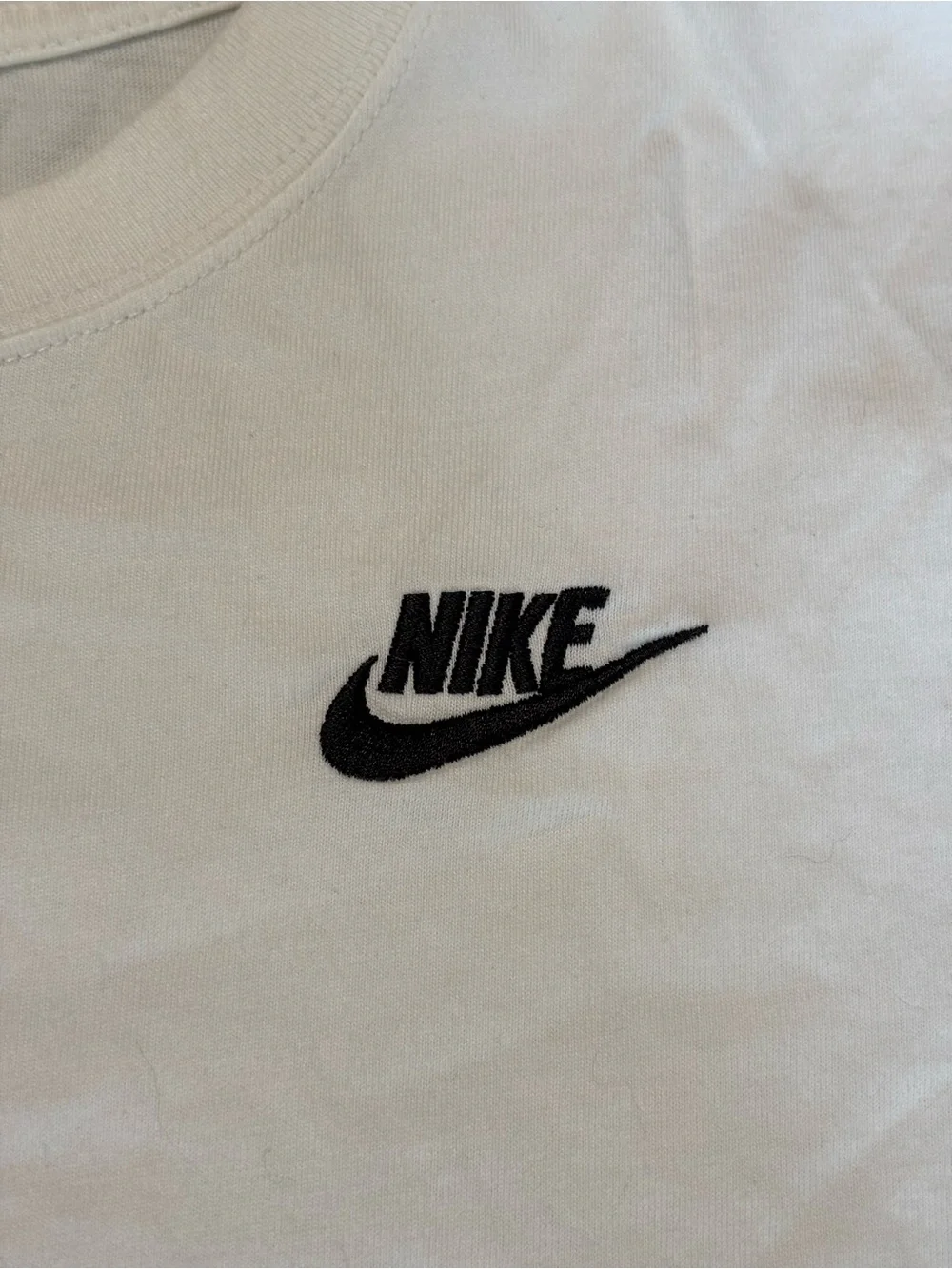 Nike White Cropped Sleeveless Tank with Black Logo